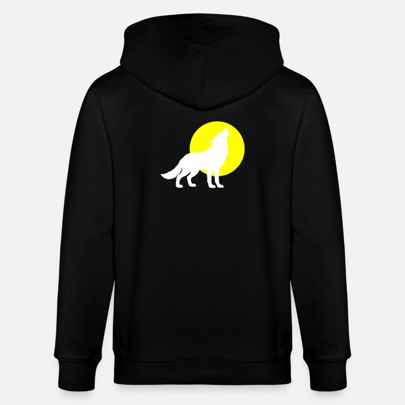 Wolf Silhouette - Stanley/Stella Unisex Bio-Kapuzenjacke CULTIVATOR  - Schwarz