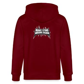Déclaration politique pour mentir encore une fois - Veste à capuche bio CULTIVATOR Stanley/Stella Unisexe - bordeaux - Dos - Anna (173cm)