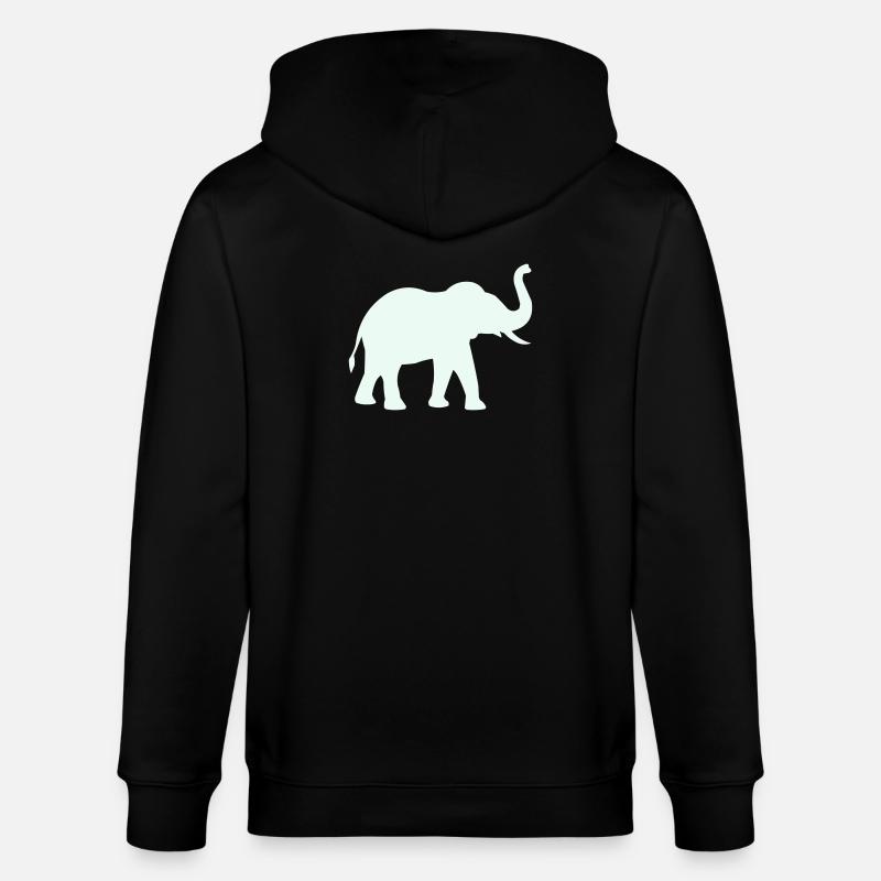 Elephant Silhouette Mint Pastel - Stanley/Stella CULTIVATOR  Unisex Organic Hooded Jacket - black