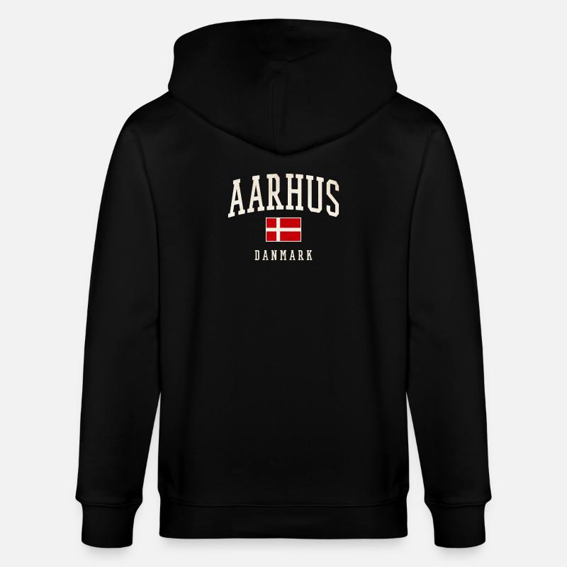 Aarhus Danmark Flag - Stanley/Stella Unisex Bio-Kapuzenjacke CULTIVATOR  - Schwarz
