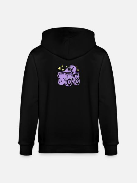 Einhorn im Monstertruck - Stanley/Stella Unisex Bio-Kapuzenjacke CULTIVATOR - Schwarz