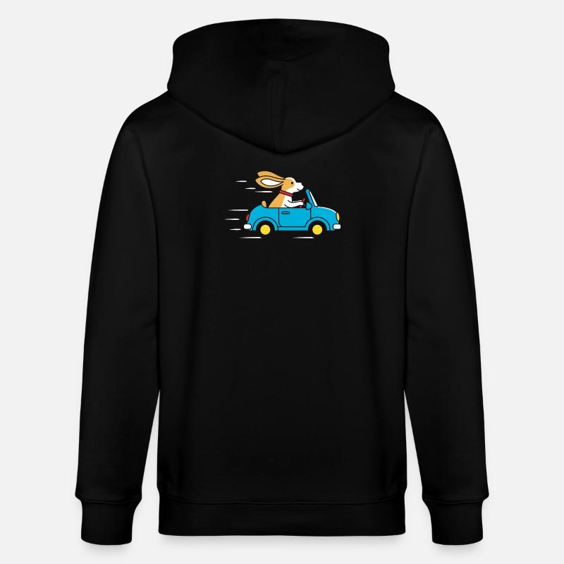 Lapin dans une cabriolet : Bonne conduite - Veste à capuche bio CULTIVATOR Stanley/Stella Unisexe - noir
