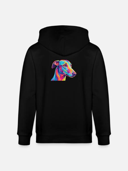 Aquarell Windhund Bunte Windhund-Kunst - Stanley/Stella Unisex Bio-Kapuzenjacke CULTIVATOR  - Schwarz
