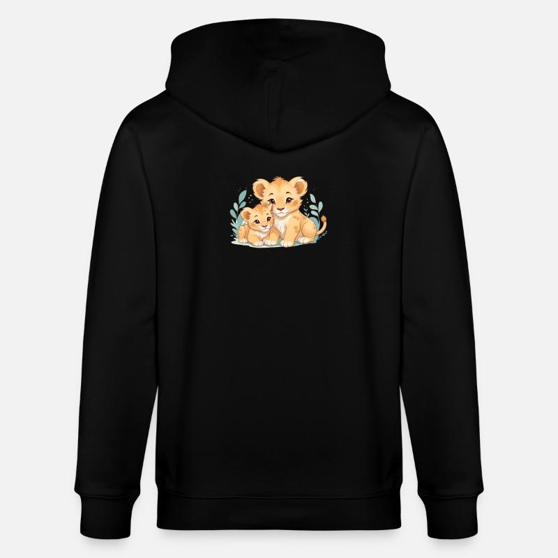 kuschelnde Löwenbabys - Stanley/Stella Unisex Bio-Kapuzenjacke CULTIVATOR - Schwarz
