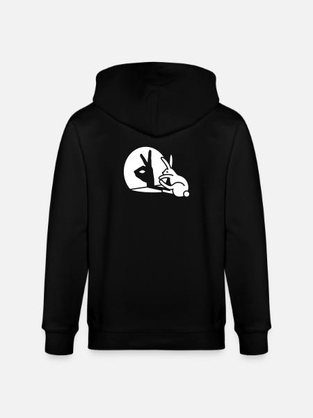 Funny Rabbit Hand Shadow Projection Rabbit - Stanley/Stella CULTIVATOR  Unisex Organic Hooded Jacket - black