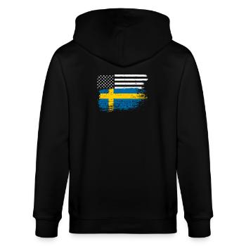 Flag Fusion: US Nordic Brush - Stanley/Stella CULTIVATOR  Unisex Organic Hooded Jacket - black - Back - Anna (173cm)