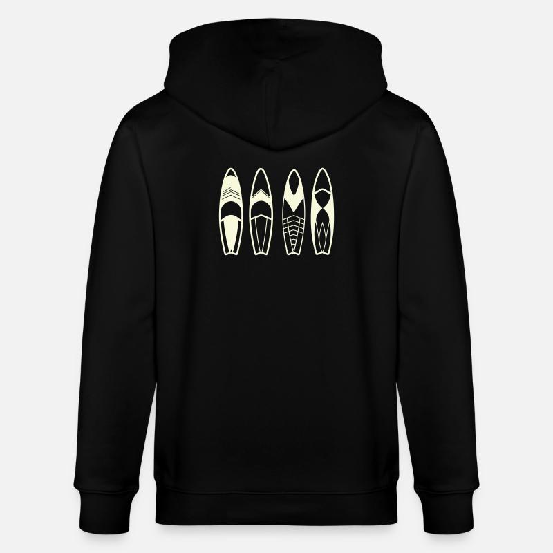Minimalistische abstrakte Surfbretter - Stanley/Stella Unisex Bio-Kapuzenjacke CULTIVATOR  - Schwarz
