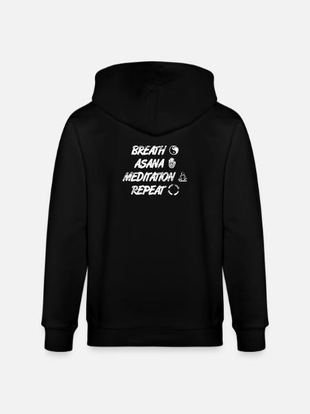 Breathing Asana Meditation Repetition - Stanley/Stella CULTIVATOR Unisex Organic Hooded Jacket - black