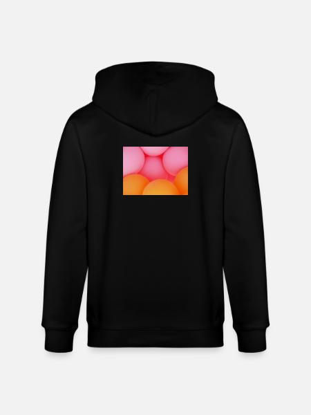 Farvestrålende balloner i orange pastelfarver - Stanley/Stella økologisk unisex-hættejakke CULTIVATOR - sort