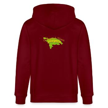 o Thurgau du Heimat | Ostschweiz - Stanley/Stella Unisex Bio-Kapuzenjacke CULTIVATOR  - Burgunderrot - Hinten - Anna (173cm)