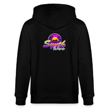 Synth-Wave Music Neon-Vibe Electrowave sunset - Stanley/Stella CULTIVATOR  Unisex Organic Hooded Jacket - black - Back - Anna (173cm)
