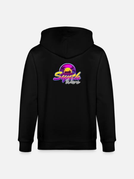 Synth-Wave Music Neon-Vibe Electrowave sunset - Stanley/Stella CULTIVATOR Unisex Organic Hooded Jacket - black