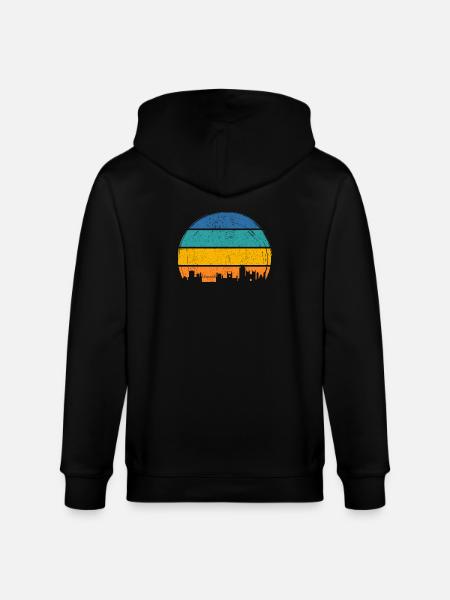 Sunset Skyline Stripes - Stanley/Stella CULTIVATOR Unisex Organic Hooded Jacket - black