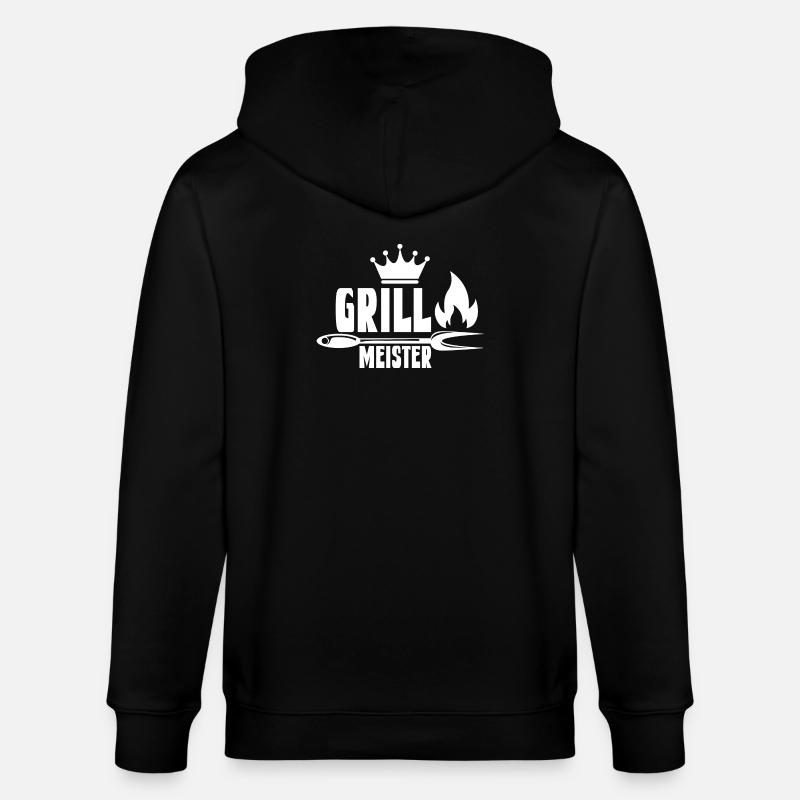 Feuriger Grillmeister mit Krone - Stanley/Stella Unisex Bio-Kapuzenjacke CULTIVATOR  - Schwarz