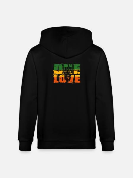 One Love Rastafari Banner - Stanley/Stella CULTIVATOR  Unisex Organic Hooded Jacket - black