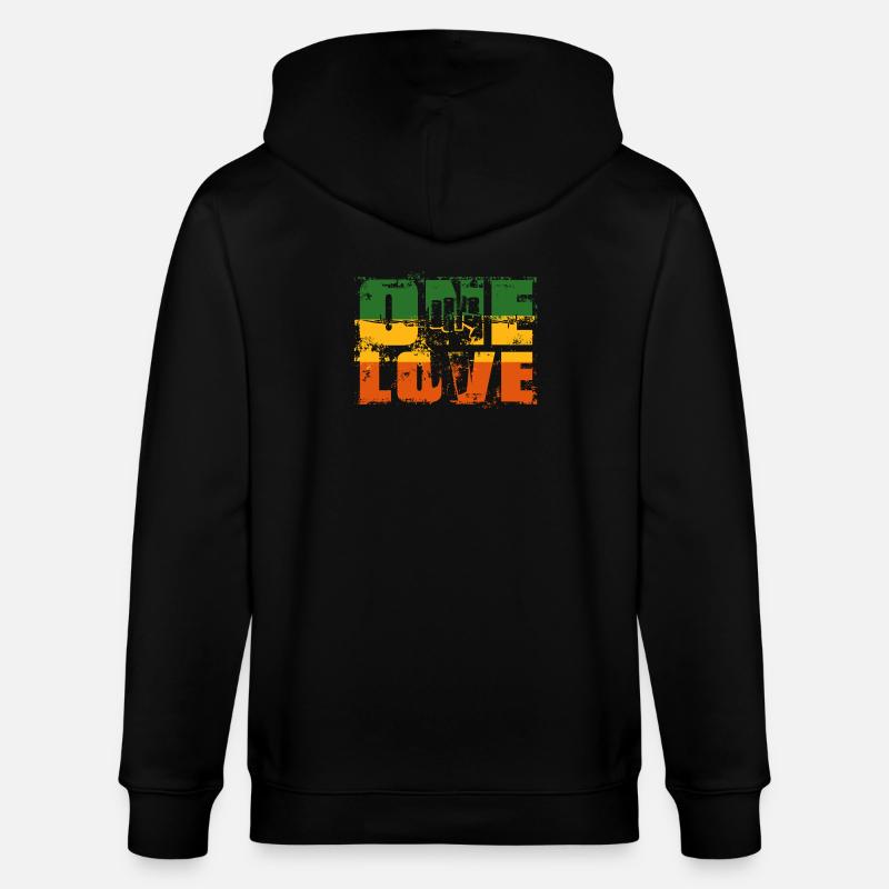 One Love Rastafari Banner - Stanley/Stella Unisex Bio-Kapuzenjacke CULTIVATOR  - Schwarz