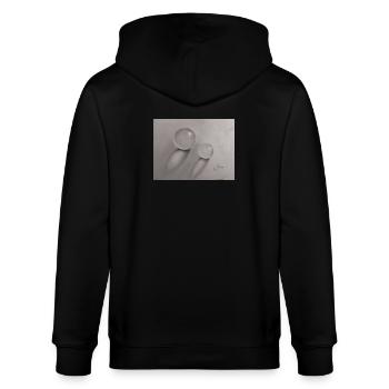 Transparente Glaskugeln mit Schatteneffekt - Stanley/Stella Unisex Bio-Kapuzenjacke CULTIVATOR  - Schwarz - Hinten - Anna (173cm)