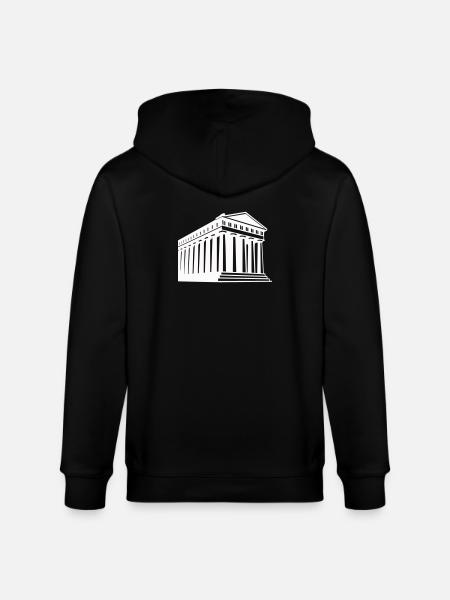 Ancient Greek temple illustration - Stanley/Stella CULTIVATOR Unisex Organic Hooded Jacket - black