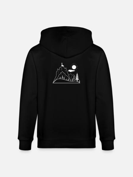 Summit cross and mountain landscape illustration - Stanley/Stella CULTIVATOR Unisex Organic Hooded Jacket - black