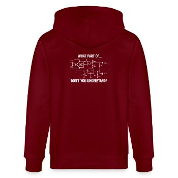 Welchen Teil der Schaltung verstehst du nicht? - Stanley/Stella Unisex Bio-Kapuzenjacke CULTIVATOR  - Burgunderrot - Hinten - Anna (173cm)
