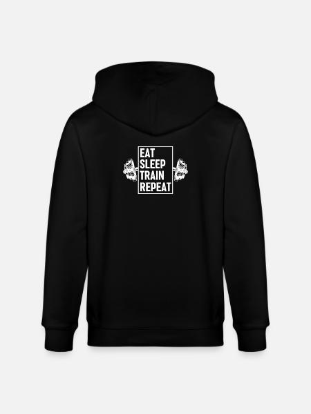 Eat Sleep Train Repeat Quote - Stanley/Stella CULTIVATOR  Unisex Organic Hooded Jacket - black