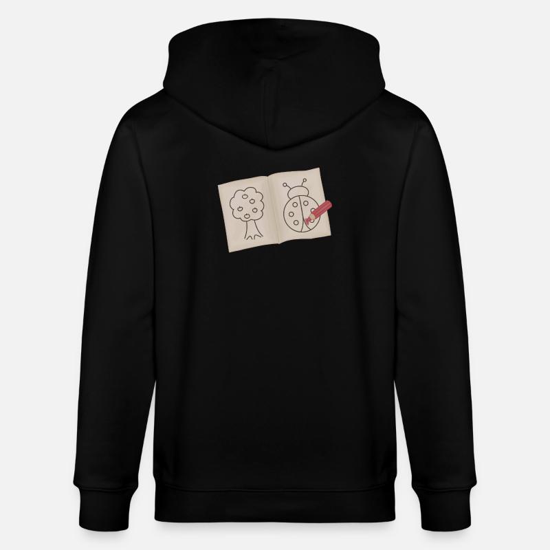 Tree and Ladybug Doodle Sketch - Stanley/Stella CULTIVATOR  Unisex Organic Hooded Jacket - black