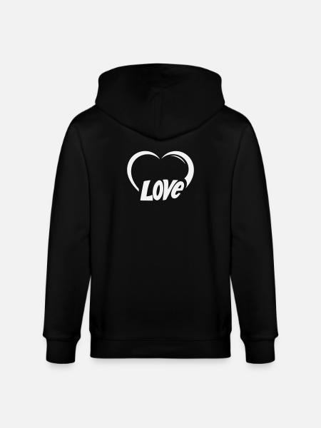 Heart Love Lettering - Stanley/Stella CULTIVATOR  Unisex Organic Hooded Jacket - black