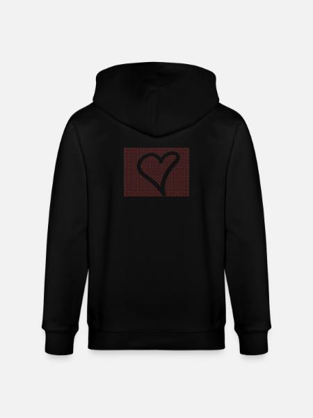 Red Dot Heart Contour - Stanley/Stella CULTIVATOR Unisex Organic Hooded Jacket - black
