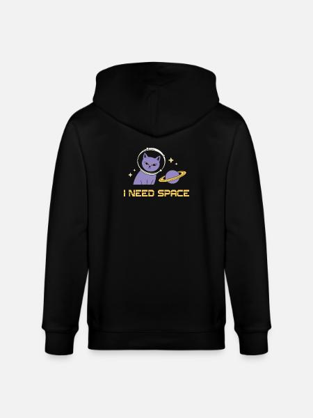 Space Cat – I Need Space - Stanley/Stella CULTIVATOR Unisex Organic Hooded Jacket - black