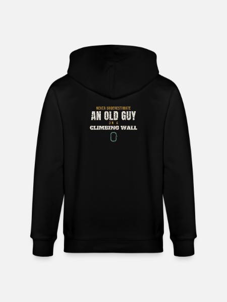 Old Guy On A Climbing Wall - Stanley/Stella CULTIVATOR Unisex Organic Hooded Jacket - black