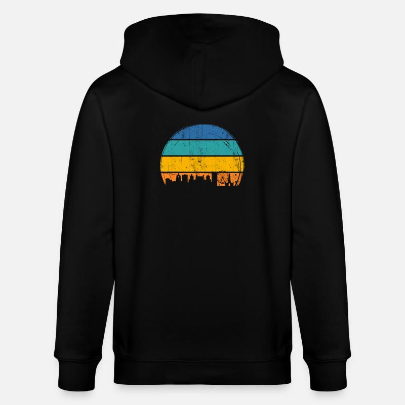 Urbane Sonnenuntergangs-Skyline - Stanley/Stella Unisex Bio-Kapuzenjacke CULTIVATOR - Schwarz