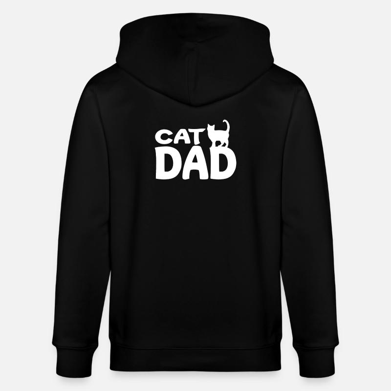 Daddy Cat Silhouette White - Stanley/Stella CULTIVATOR  Unisex Organic Hooded Jacket - black