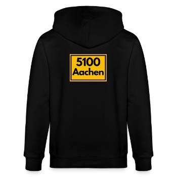 ANCIEN CODE POSTAL RETRO 5100 AACHEN DREILÄNDER - Veste à capuche bio CULTIVATOR Stanley/Stella Unisexe - noir - Dos - Anna (173cm)
