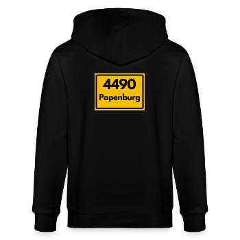 ALTE POSTLEITZAHL PLZ RETRO  4490 PAPENBURG - Stanley/Stella Unisex Bio-Kapuzenjacke CULTIVATOR  - Schwarz - Hinten - Anna (173cm)