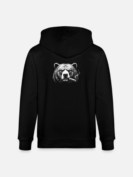 Bären-Zigarrenporträt in fetter Tinte - Stanley/Stella Unisex Bio-Kapuzenjacke CULTIVATOR - Schwarz