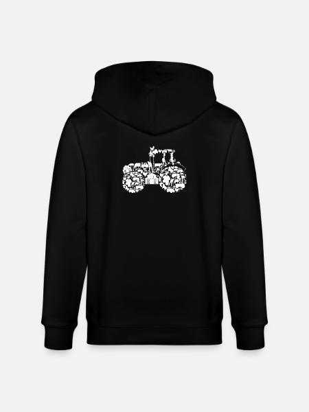 Tractor Silhouette - Stanley/Stella CULTIVATOR Unisex Organic Hooded Jacket - black