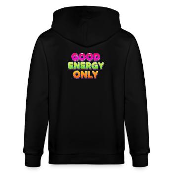 Good Energy Colorful Retro Statement Design - Stanley/Stella CULTIVATOR  Unisex Organic Hooded Jacket - black - Back - Anna (173cm)
