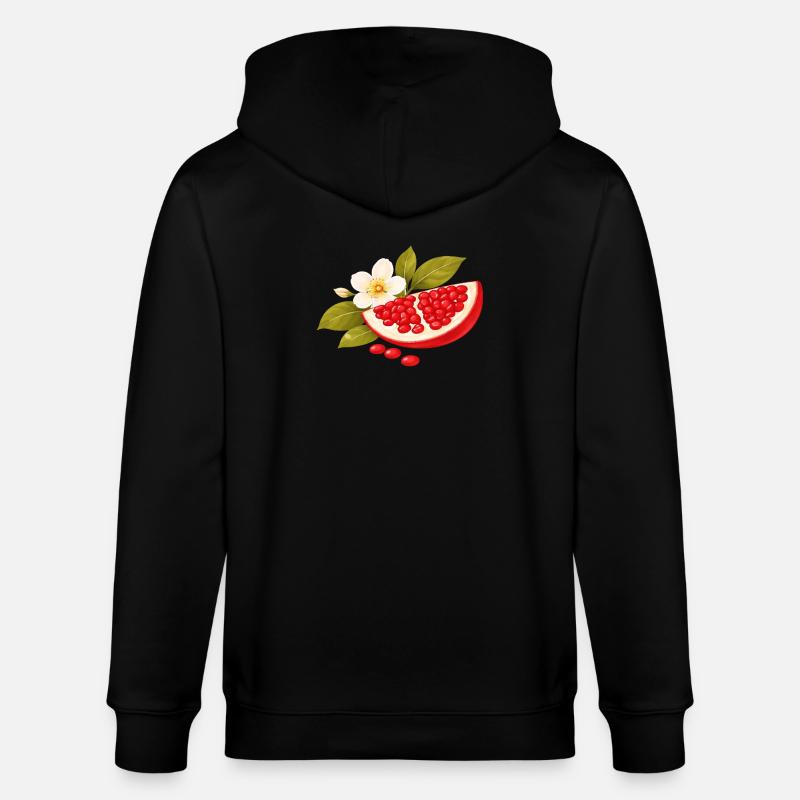 Granatapfel Illustration mit Blüte – Botanisch - Stanley/Stella Unisex Bio-Kapuzenjacke CULTIVATOR  - Schwarz