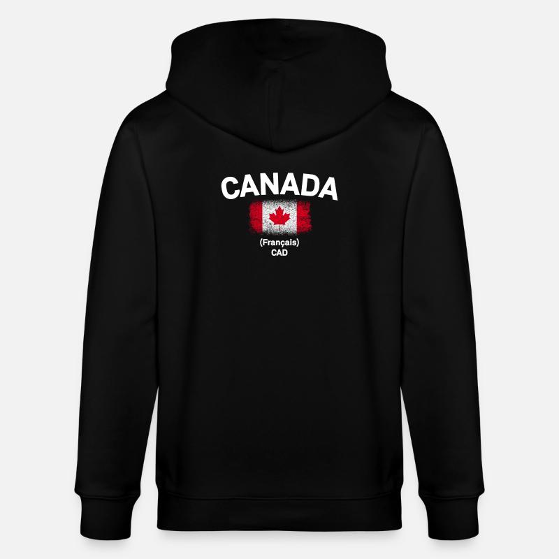 Drapeau canadien Franglais CAD - Veste à capuche bio CULTIVATOR Stanley/Stella Unisexe - noir