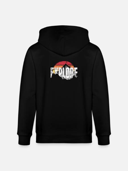 Explore Mountain Sunset Emblem - Stanley/Stella CULTIVATOR  Unisex Organic Hooded Jacket - black