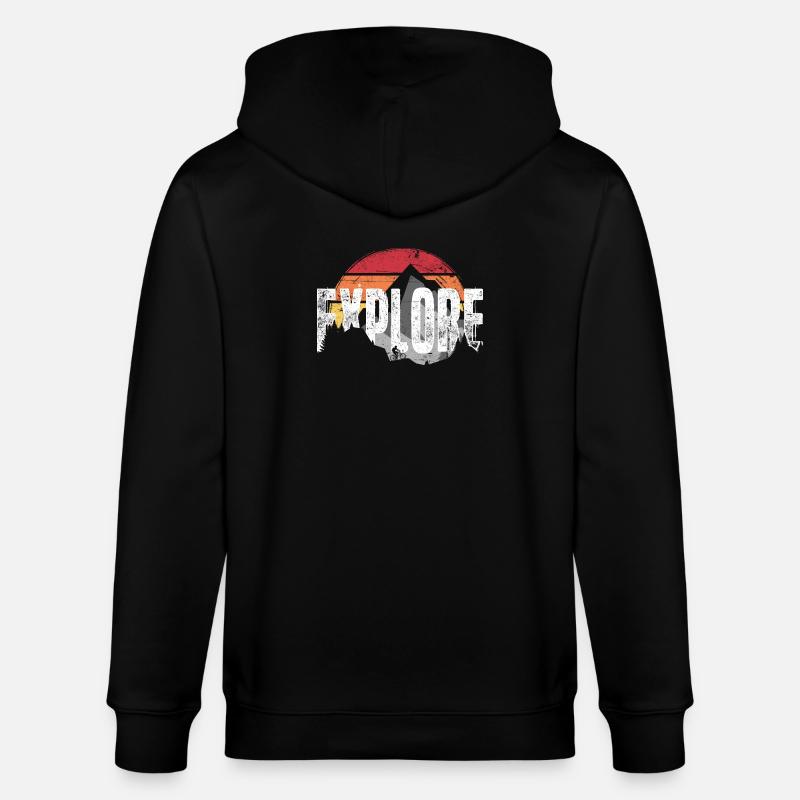 Entdecken Sie das Mountain Sunset Emblem - Stanley/Stella Unisex Bio-Kapuzenjacke CULTIVATOR  - Schwarz