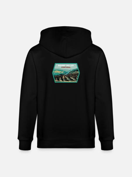 Douro Valley Shield, Portugal Illustration - Stanley/Stella CULTIVATOR Unisex Organic Hooded Jacket - black