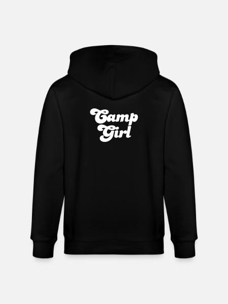 Camp Girl Vector Camping Fan Girl Cool Sayings - Stanley/Stella CULTIVATOR  Unisex Organic Hooded Jacket - black
