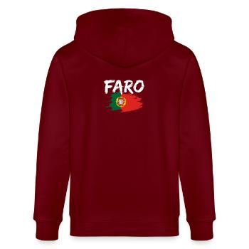 Faro Portugal Flagge - Stanley/Stella Unisex Bio-Kapuzenjacke CULTIVATOR  - Burgunderrot - Hinten - Anna (173cm)