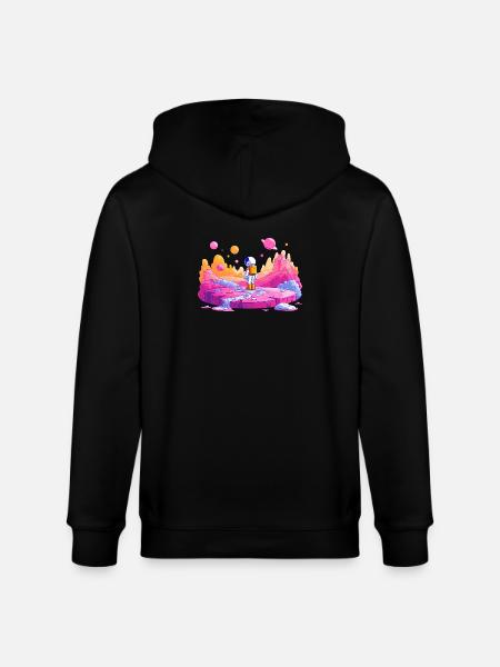 Neon Planet Astronaut - Stanley/Stella CULTIVATOR  Unisex Organic Hooded Jacket - black