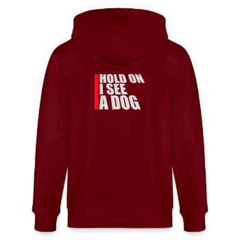 Hold On I See A Dog Hund Lustig Abgelenkt Spruch - Stanley/Stella Unisex Bio-Kapuzenjacke CULTIVATOR  - Burgunderrot - Hinten - Anna (173cm)