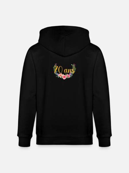 anniversaire fleurs âge 70ans - Veste à capuche bio CULTIVATOR Stanley/Stella Unisexe - noir