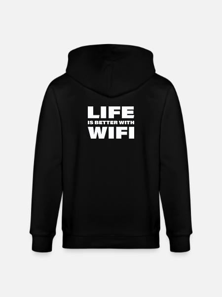 LIFE IS BETTER WITH WIFI - Stanley/Stella CULTIVATOR  Unisex Organic Hooded Jacket - black