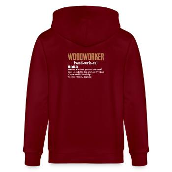 Rustic Woodworker Typo Design - Stanley/Stella CULTIVATOR  Unisex Organic Hooded Jacket - burgundy - Back - Anna (173cm)