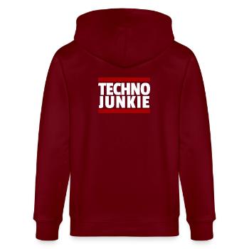 Techno Rave Junkie - Veste à capuche bio CULTIVATOR Stanley/Stella Unisexe - bordeaux - Dos - Anna (173cm)